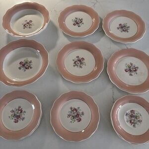 Set Of 12 Vintage French Saxon China Co Demitasse Plates Varies Sizes